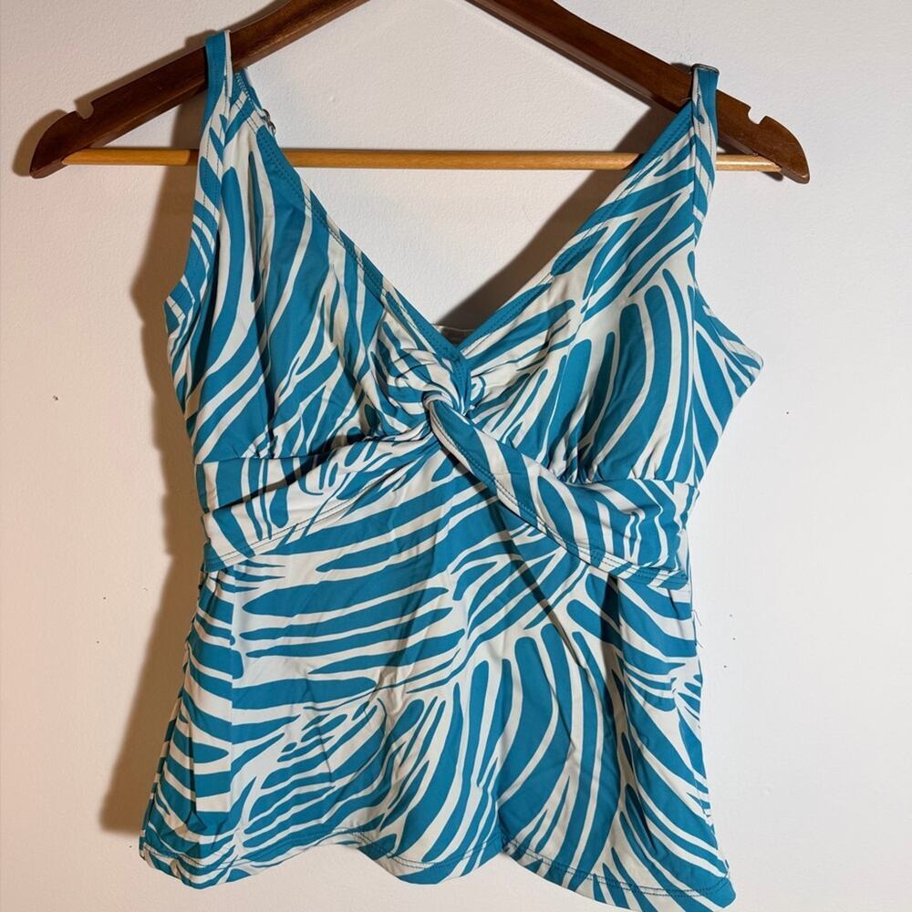 Dana Buchman Blue and White Zebra Print Women's Tankini